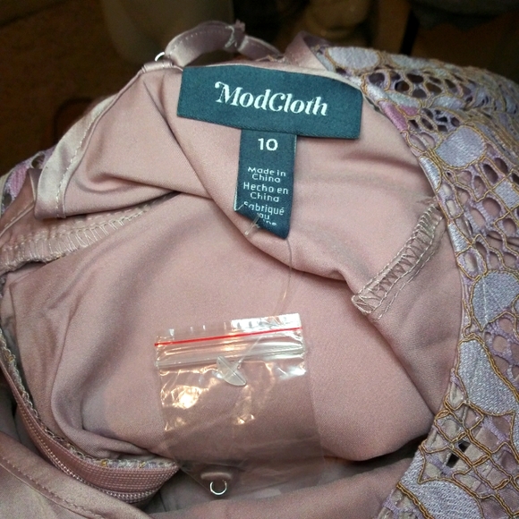 Modcloth Lavender Lace, Sexy Back Slit Fit & Flare Long Sleeved Mini Dress - Picture 12 of 15